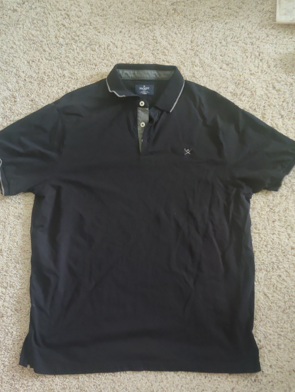 Hackett Black Polo with Contrast Piping